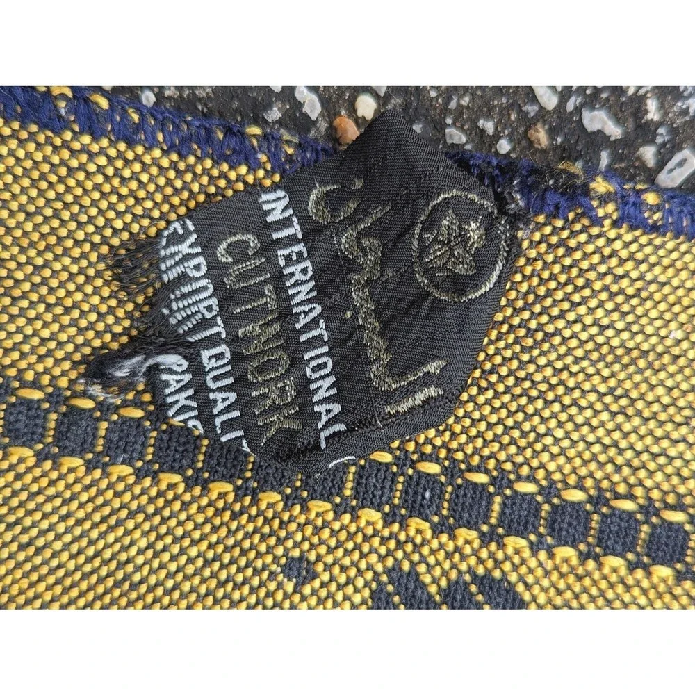 Vintage SBN Prayer Rug Cutworks International Pakistan Handmade Wool Cobalt RARE